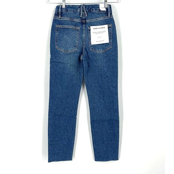 Good American Good Crop Raw Hem Slim Jeans Blue 940 Size 0/25 NWT - Picture 3 of 9